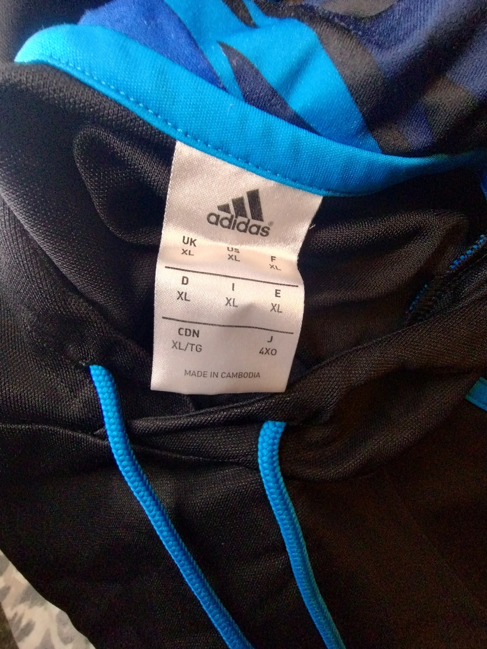 adidas Black Hoodie Jacket with Teal Accents - Picture 3 of 6